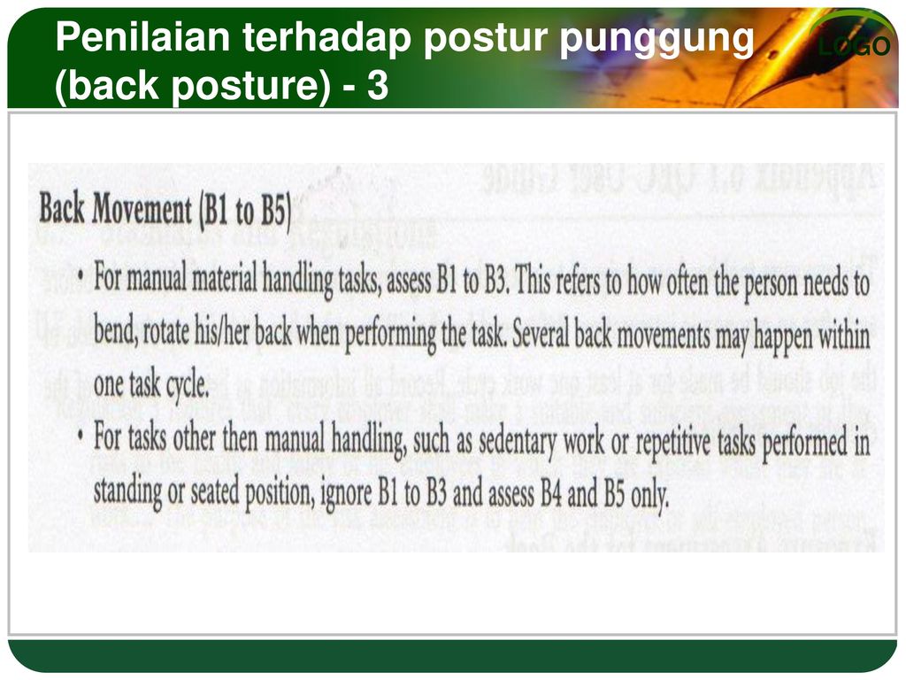 Penilaian terhadap postur punggung (back posture) - 3