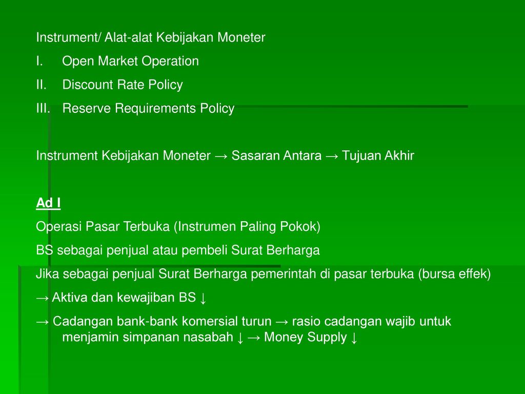 MEKANISME KEBIJAKAN MONETER - Ppt Download