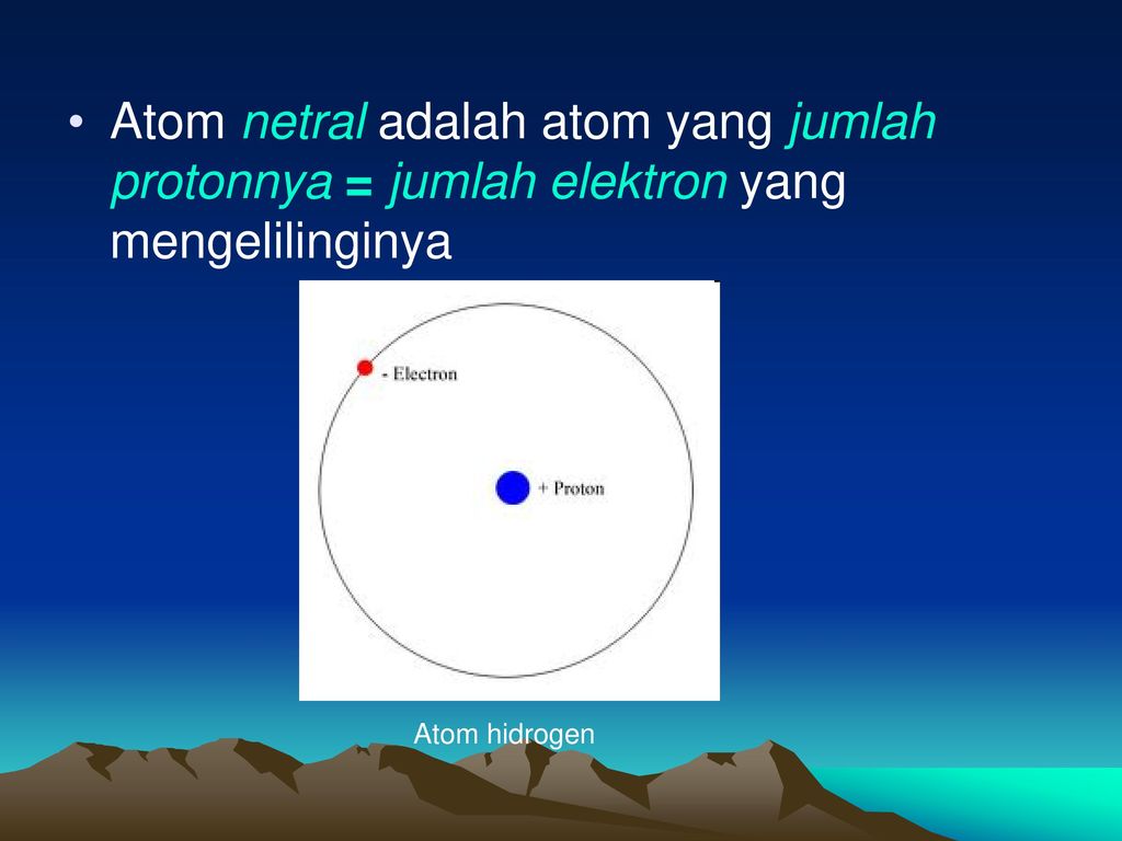 Atom netral adalah atom yang jumlah protonnya = jumlah elektron yang mengelilinginya
