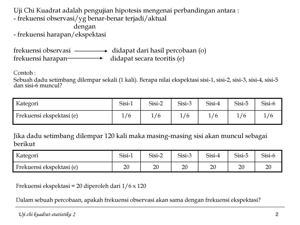 Topik Bahasan Uji Chi Kuadrat 2 Uji Chi Kuadrat Statistika Ppt Download