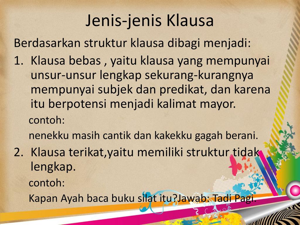 Jenis Jenis Klausa Dan Contohnya