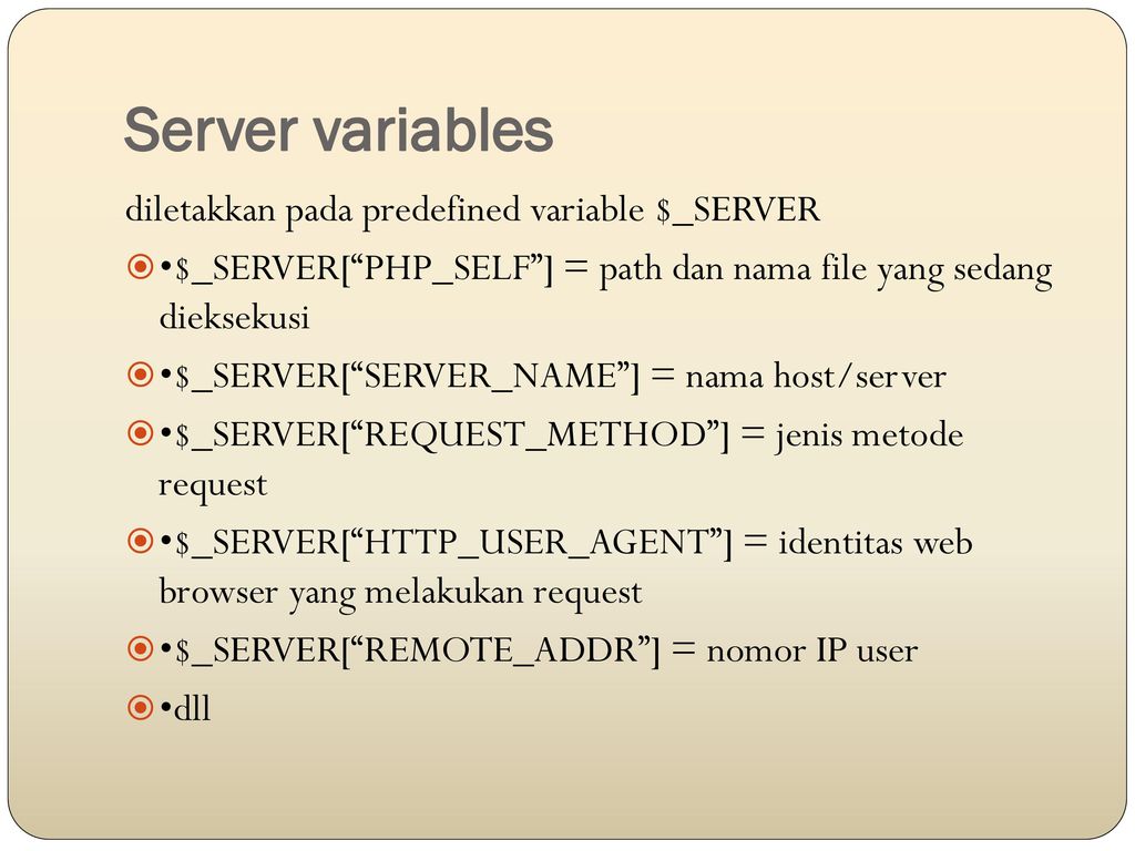 Server variables