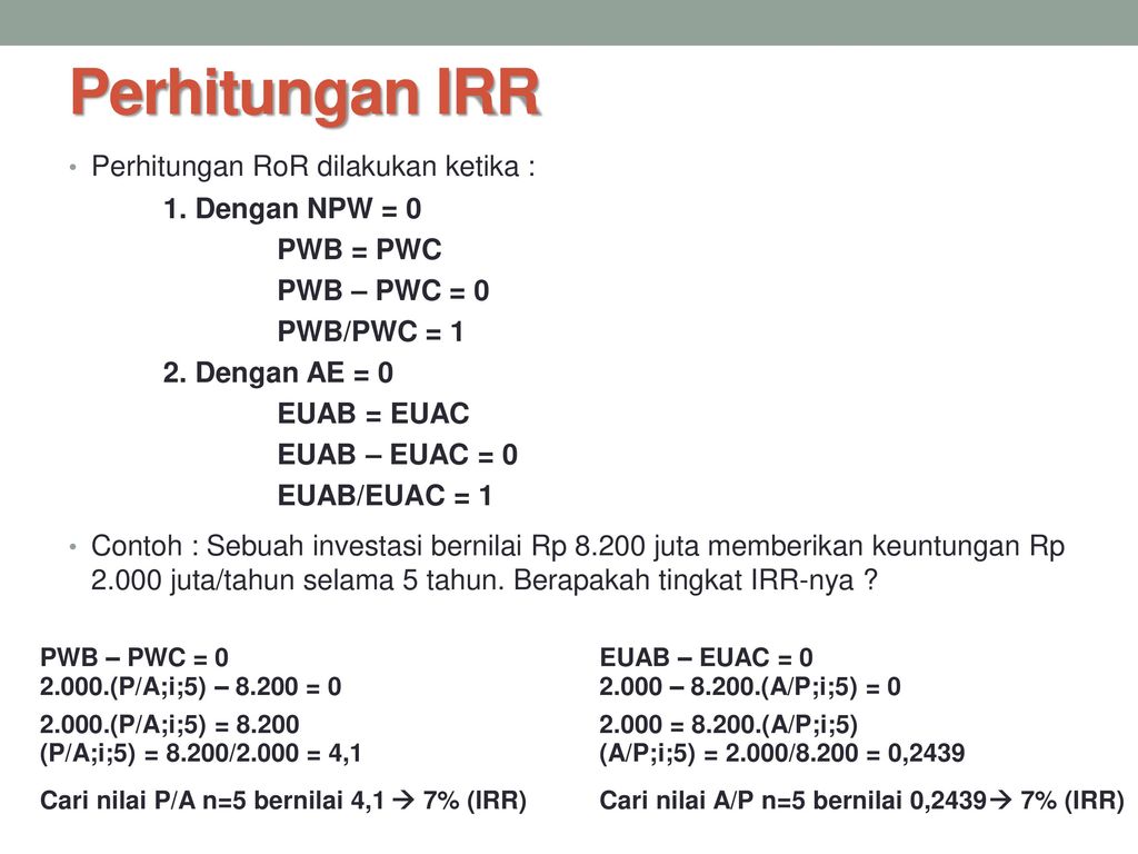 Contoh Soal Ekonomi Teknik Rate Of Return