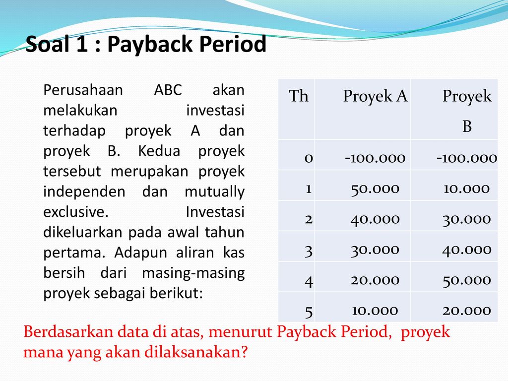 Contoh Soal Payback Period Npv Irr Pi Cara Menghitung Npv Di Excel ...