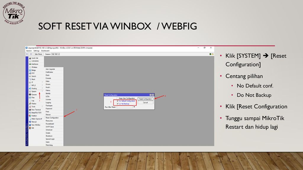 Soft reset via winbox / webfig