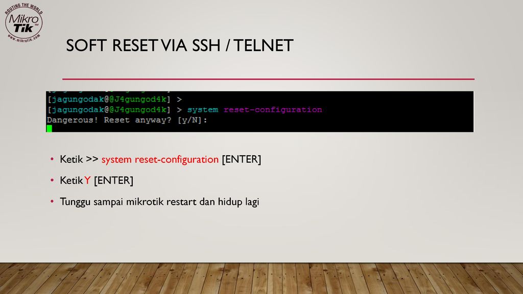 Soft reset via ssh / telnet