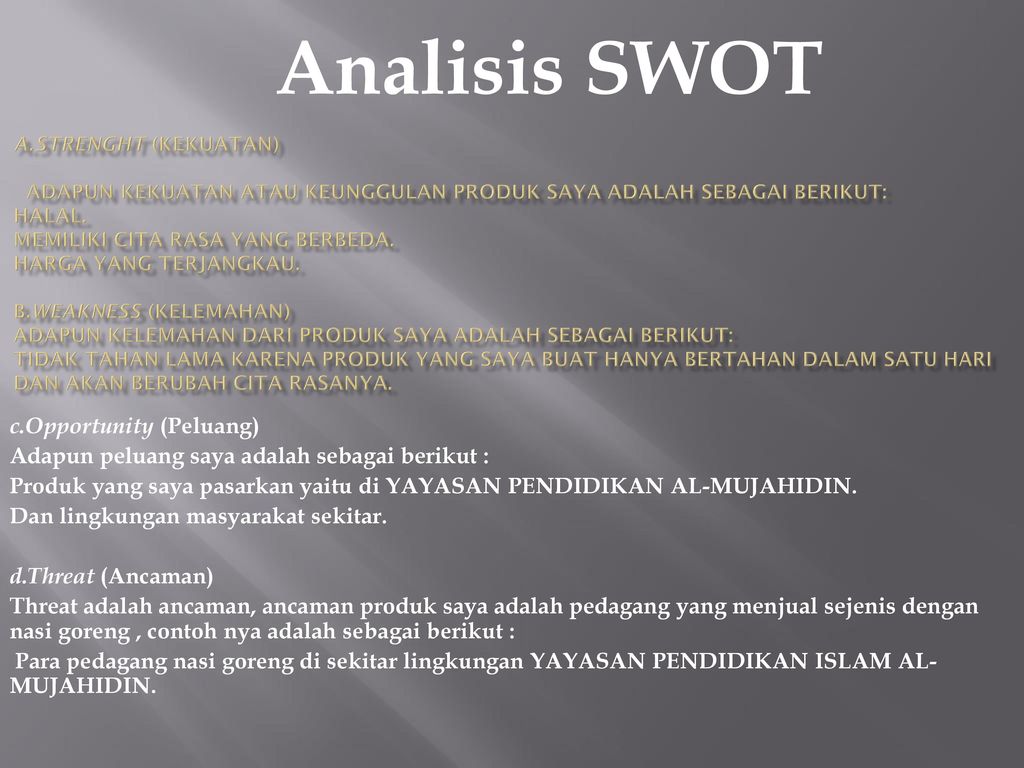 Contoh Analisis Swot Pisang Goreng - Simak Gambar Berikut