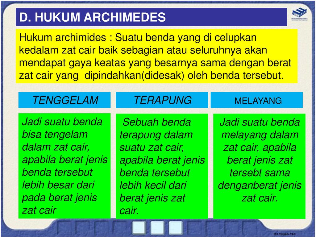 D. HUKUM ARCHIMEDES