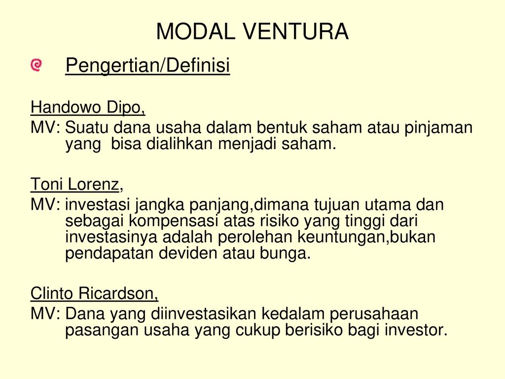 MODAL VENTURA Oleh : MAIZA FIKRI, ST, MM - Ppt Download