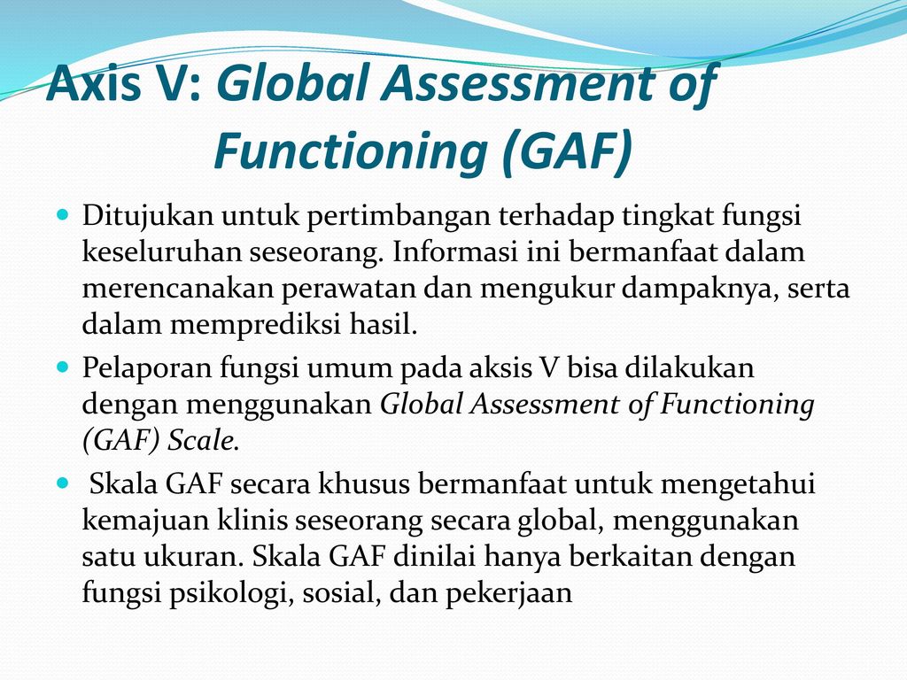 Assessment functions