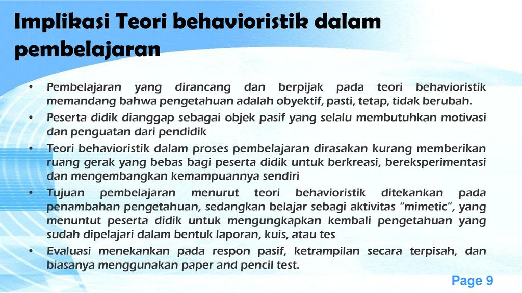 Teori Belajar Teori Behaviorisme Oleh Iswadi M Pd Ppt Download