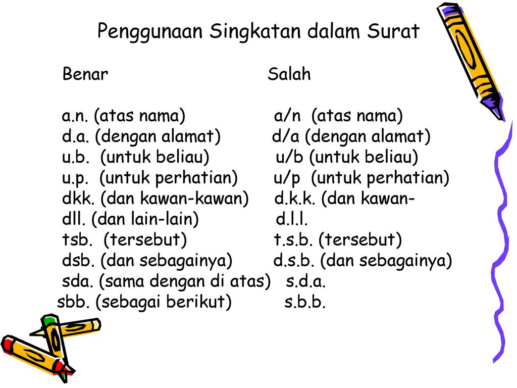 Singkatan Untuk Perhatian Dalam Surat / Kompas Gramedia Halo Sahabat Kg ...