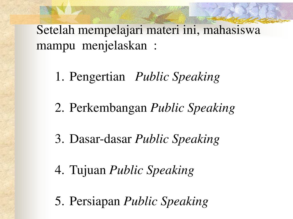 Pengertian public speaking menurut para ahli