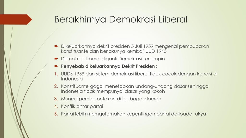 Perkembangan politik pada masa demokrasi liberal dan demokrasi terpimpin