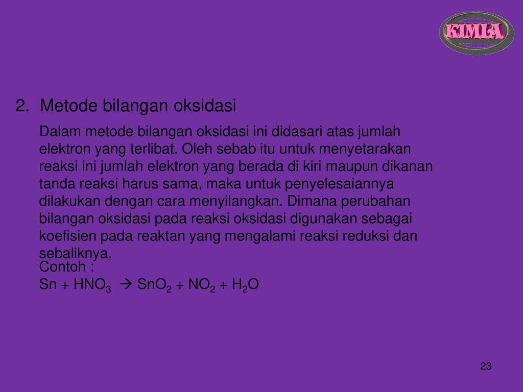 2. Metode bilangan oksidasi