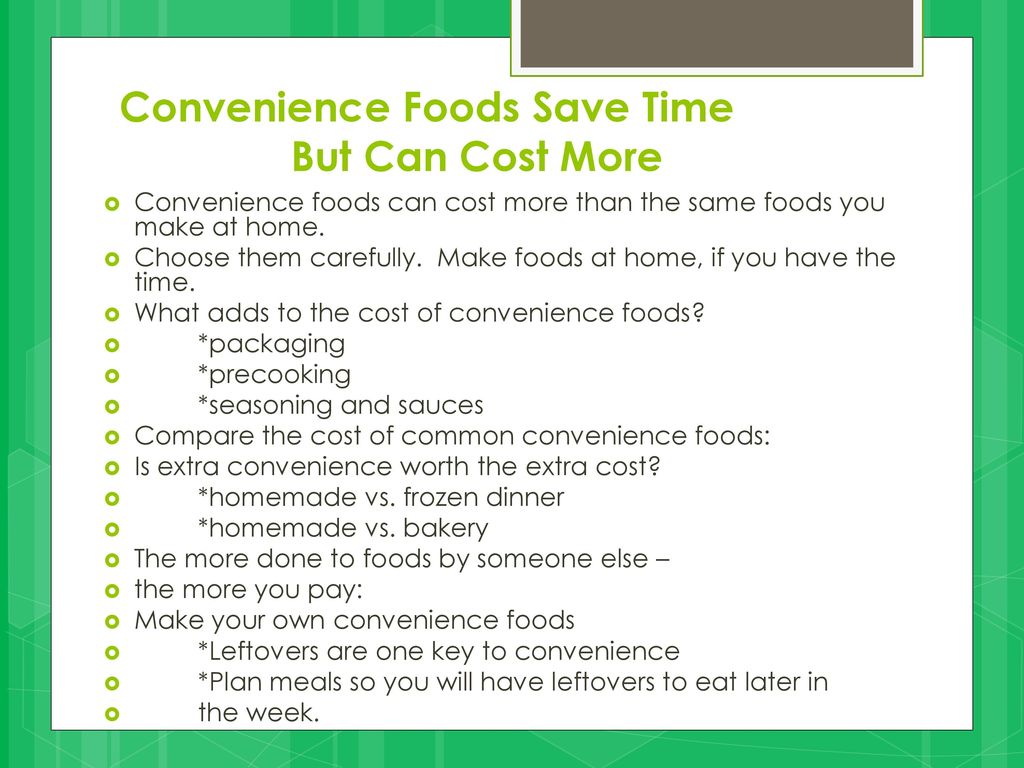 Convenience food for and against проект