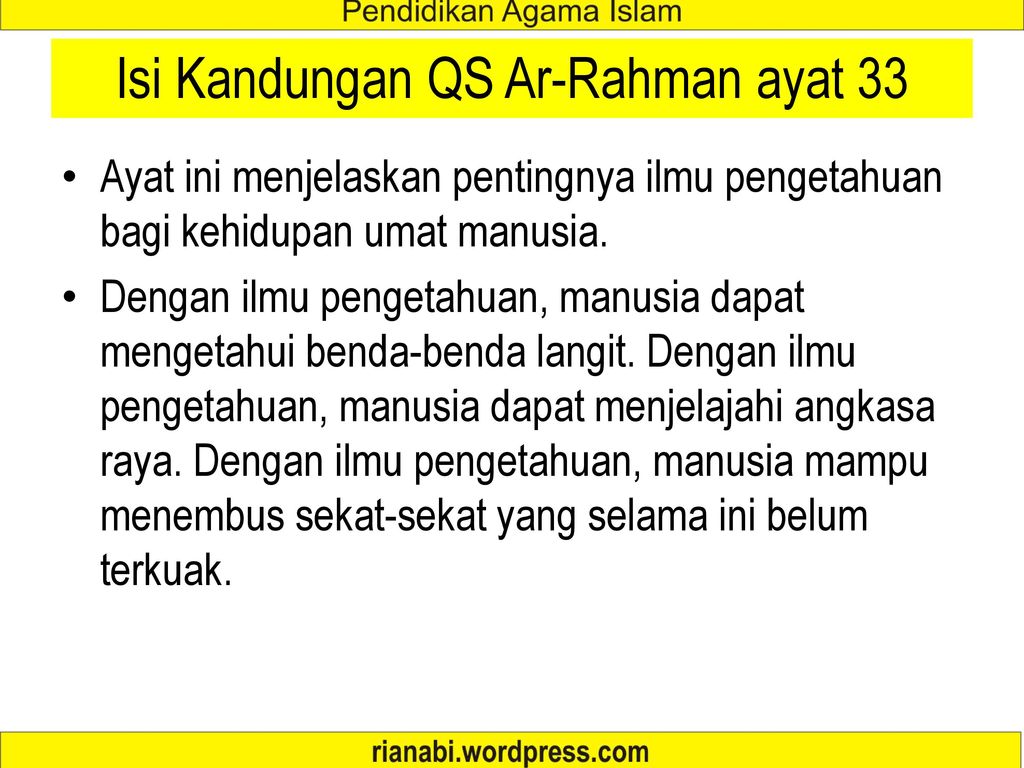 Q.s ar rahman ayat 33 menjelaskan tentang
