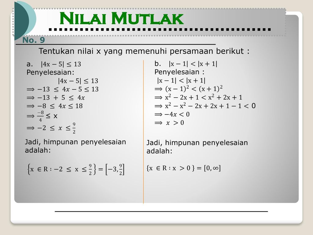 Nilai X Yang Memenuhi Persamaan X 1 X 3 2 – Ilmu