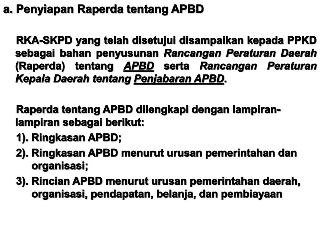 Penyiapan Raperda tentang APBD
