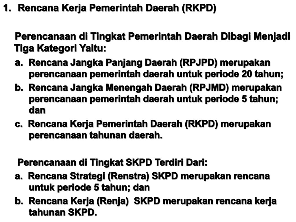 Rencana Kerja Pemerintah Daerah (RKPD)