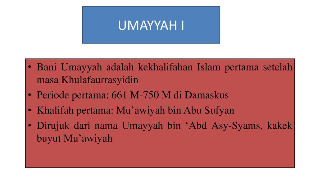 Umayyah bani khalifah adalah pertama Khalifah Pertama