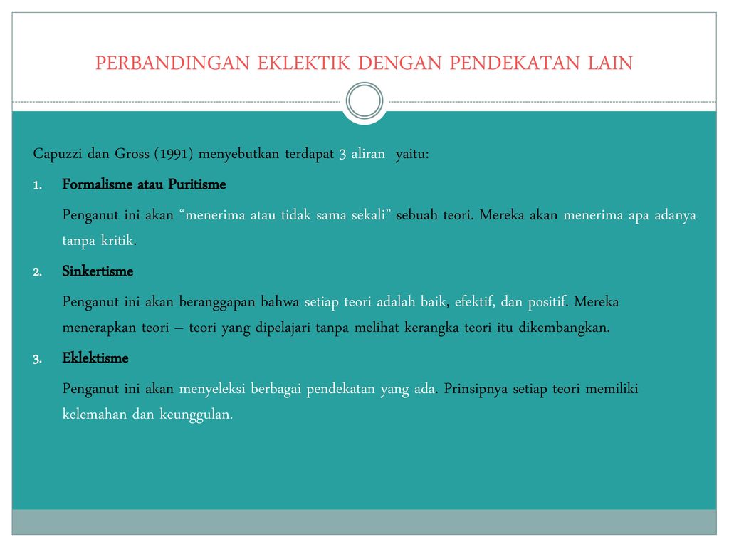 Pendekatan Eklektik Dalam Psikologi Konseling Dan Terapi Ppt Download