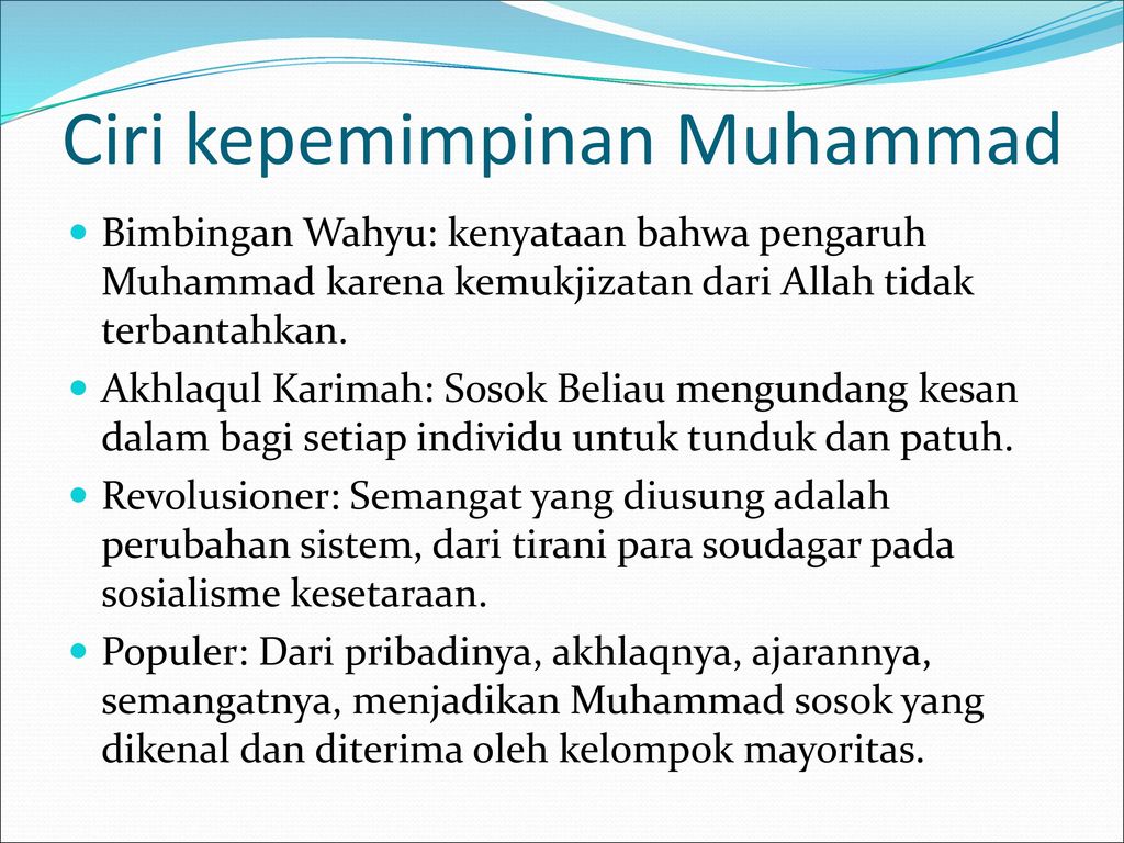 Ciri ciri kepimpinan nabi muhammad