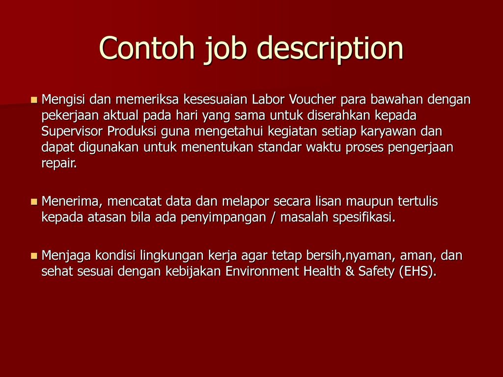 Contoh Job Description Karyawan