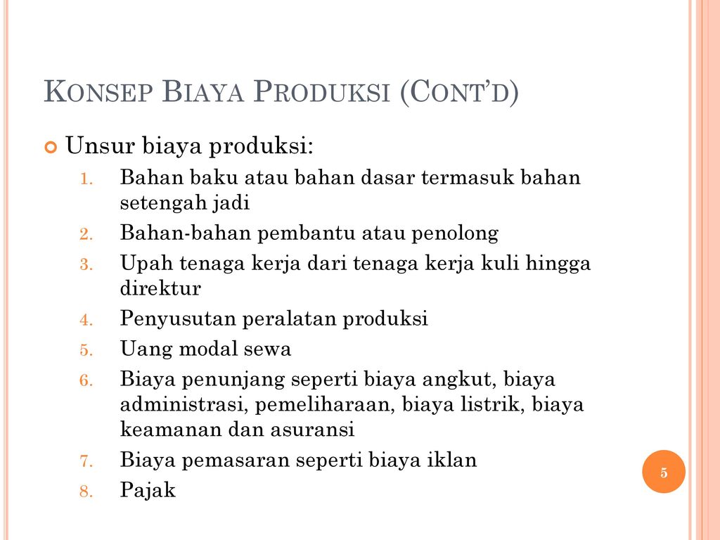 Unsur Unsur Dalam Biaya Produksi – Sinau