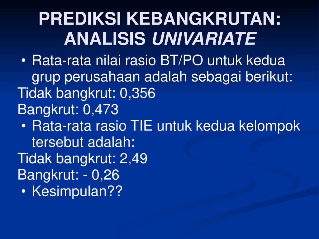 PREDIKSI KEBANGKRUTAN - Ppt Download