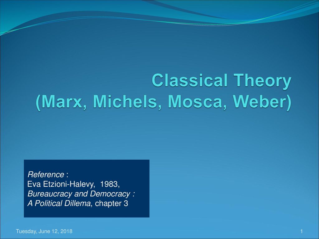 Classical Theory (Marx, Michels, Mosca, Weber)