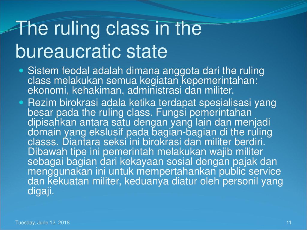 The ruling class in the bureaucratic state