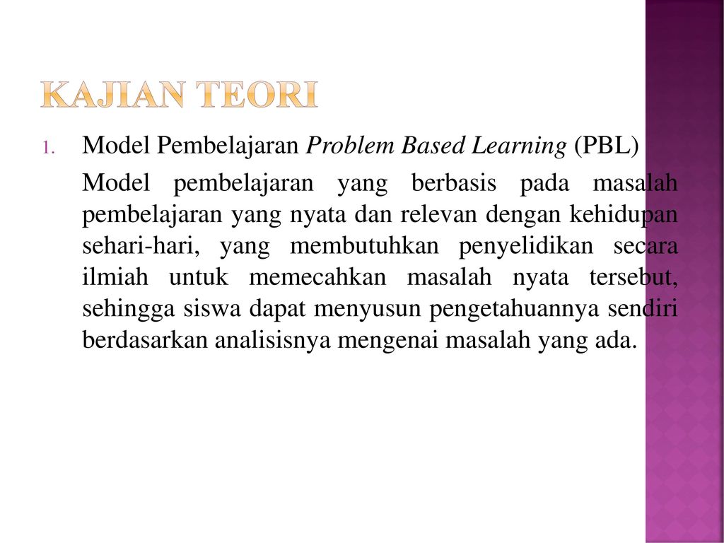 Kajian teori Model Pembelajaran Problem Based Learning (PBL)