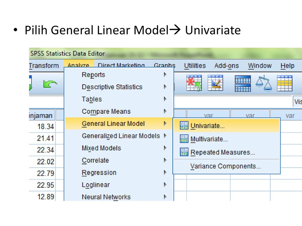 General line. Univariate and Multivariate statistics.
