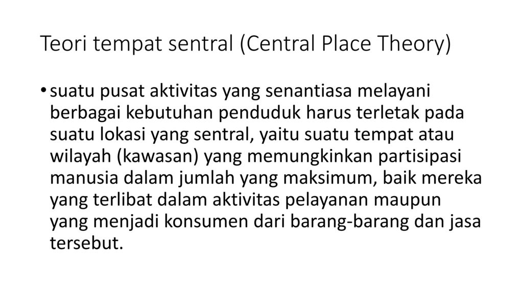 Teori tempat sentral (Central Place Theory)