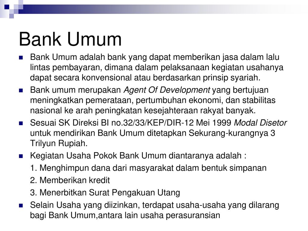 Penggolongan Bank Bank Sentral Bank Indonesia Bi Status Bi Ppt Download