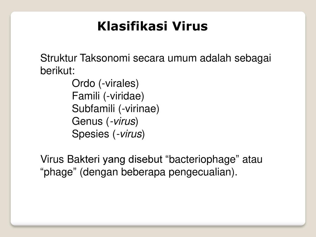 Nomenklatur Dan Klasifikasi Virus Ppt Download 7501