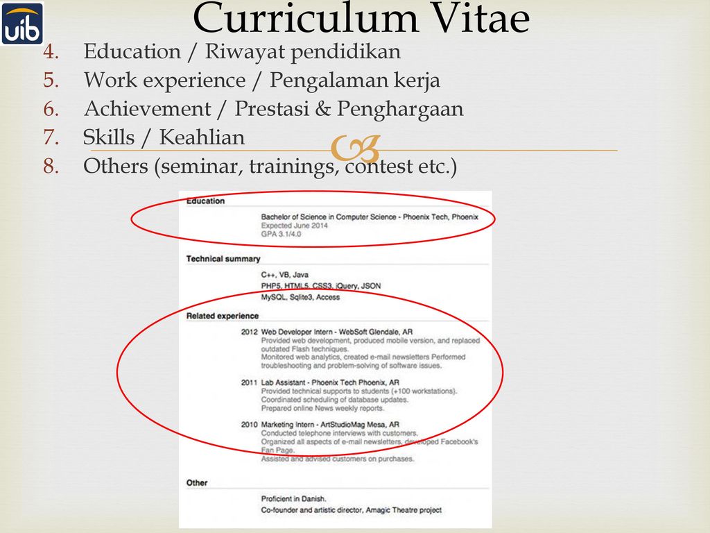 Cv education. Curriculum vitae Education.