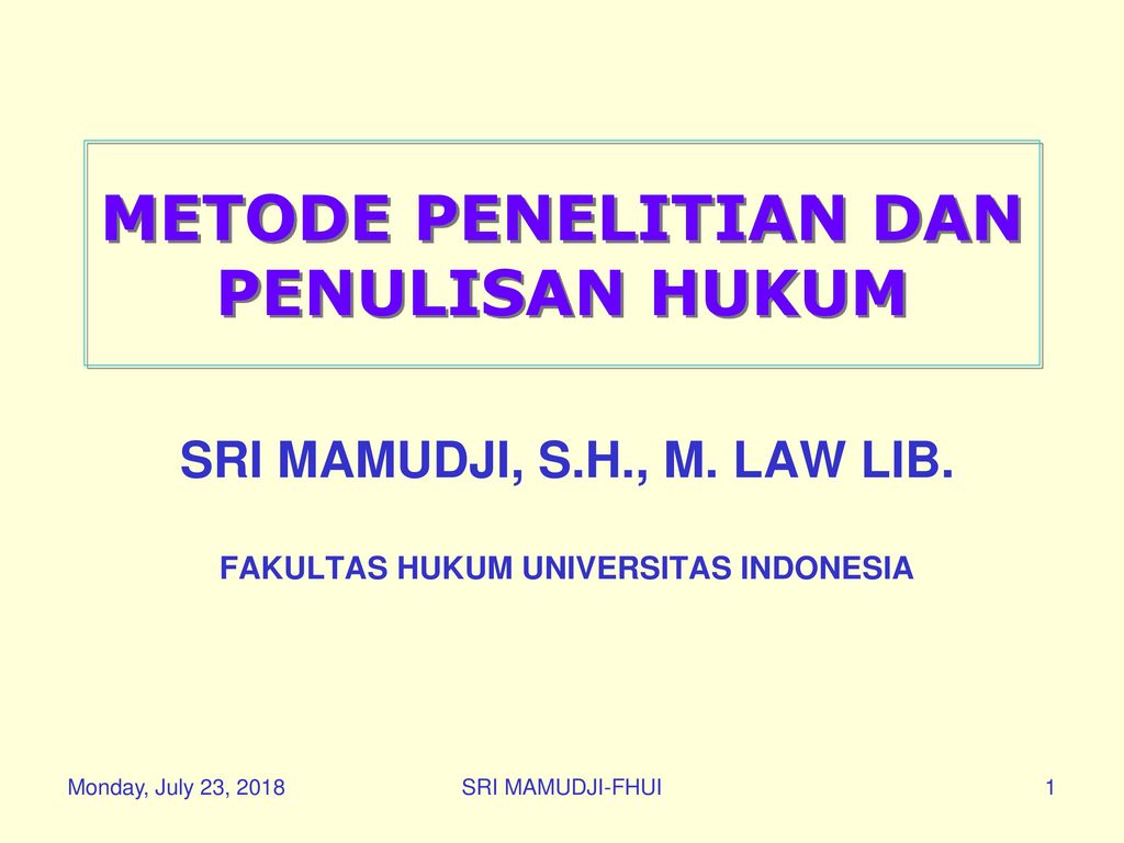 Metode Penelitian Dan Penulisan Hukum Ppt Download