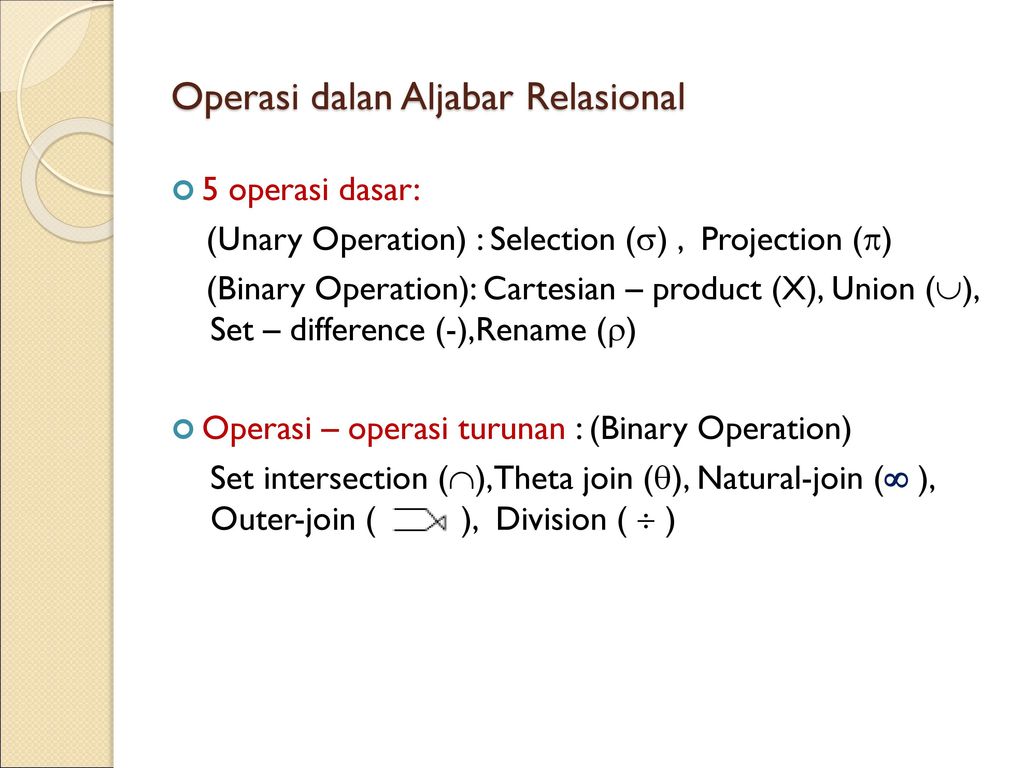 Operation selection