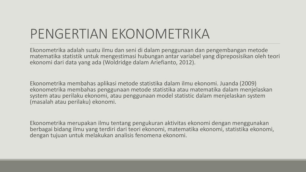 Ekonometrika Darmiati Dahar Ppt Download