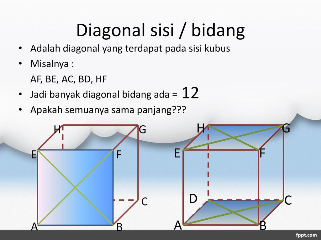 Diagonal bidang yang balok pada sisi berapa terdapat banyak Banyak bidang
