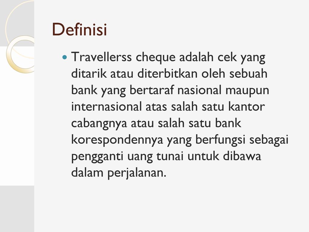 traveller cheque adalah