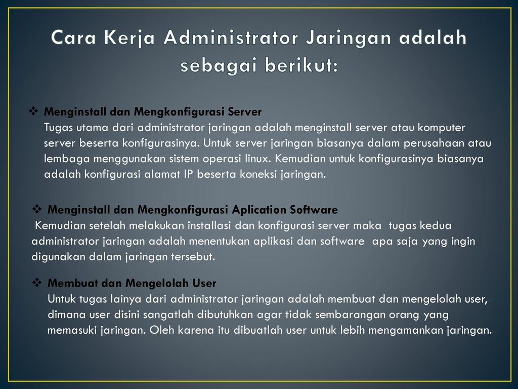 Tugas Seorang Administrator Sistem Jaringan