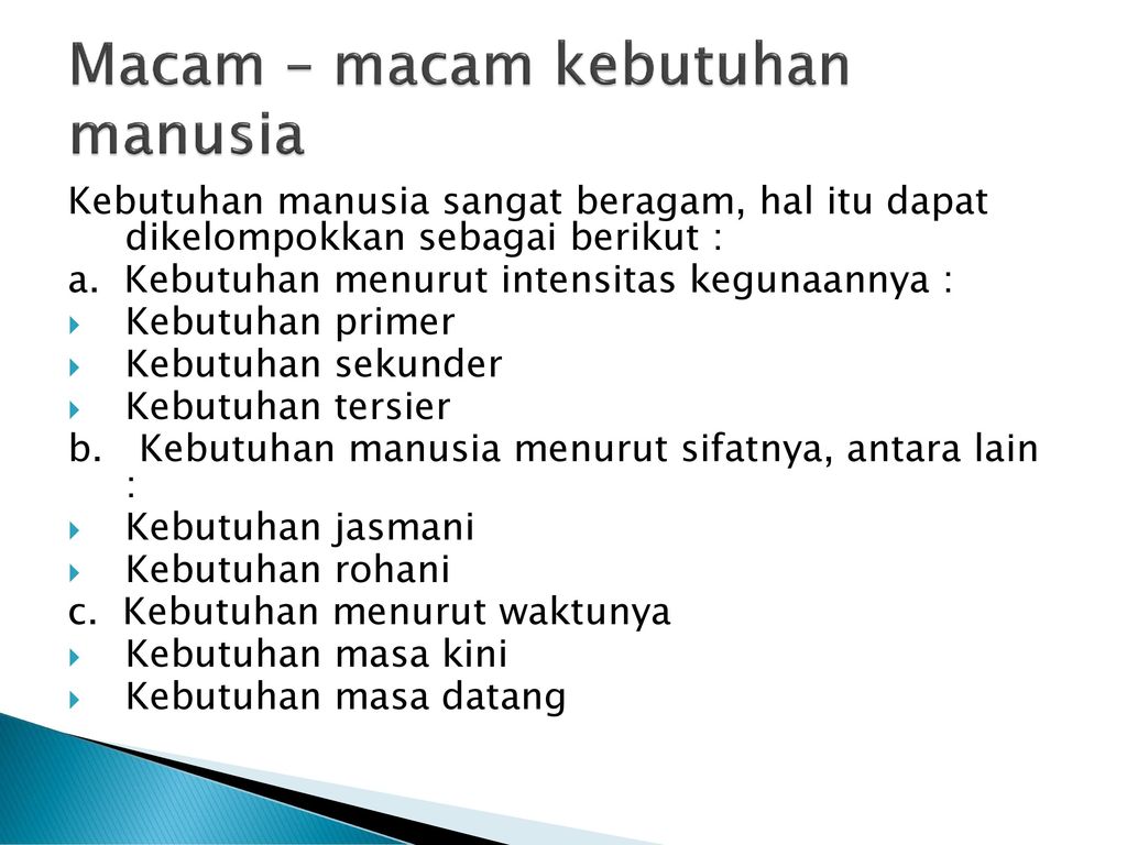 Macam – Macam Kebutuhan Manusia - Ppt Download