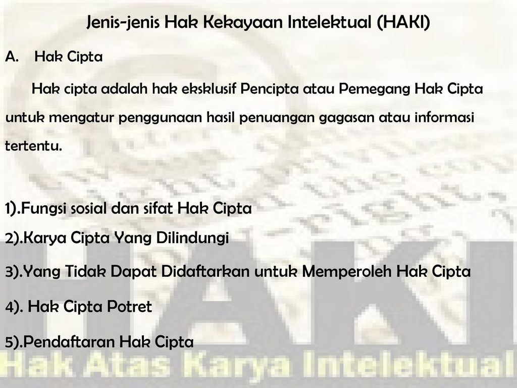 “HAK KEKAYAAN INTELEKTUAL” - Ppt Download