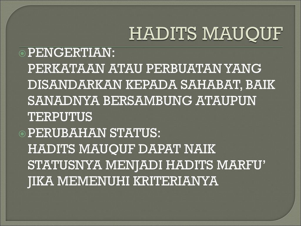 Mauquf Adalah – Ujian