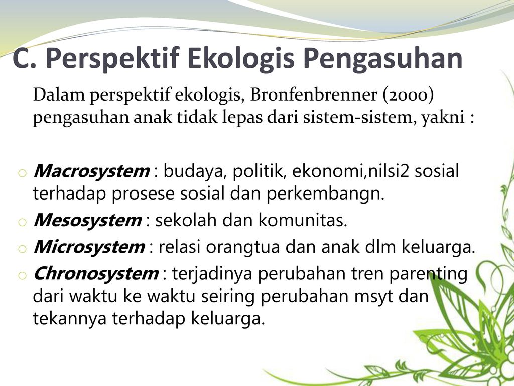 C. Perspektif Ekologis Pengasuhan