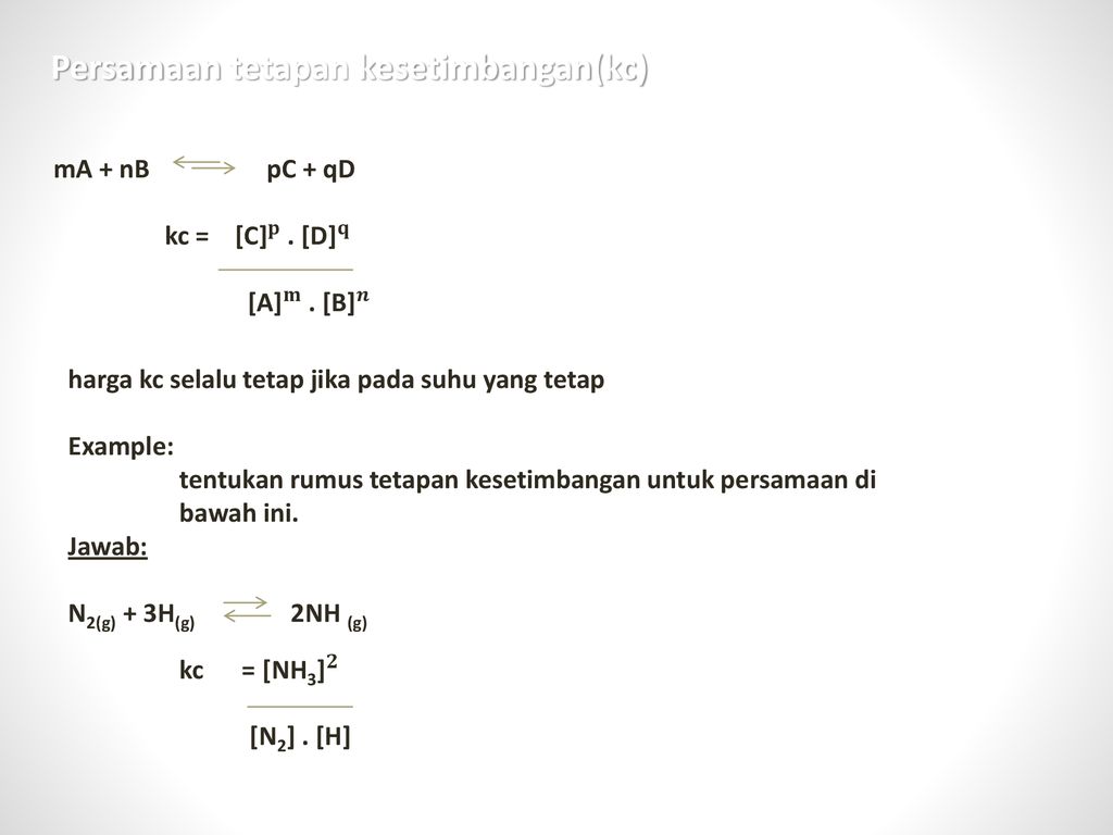 Rumus Tetapan Kesetimbangan Adalah