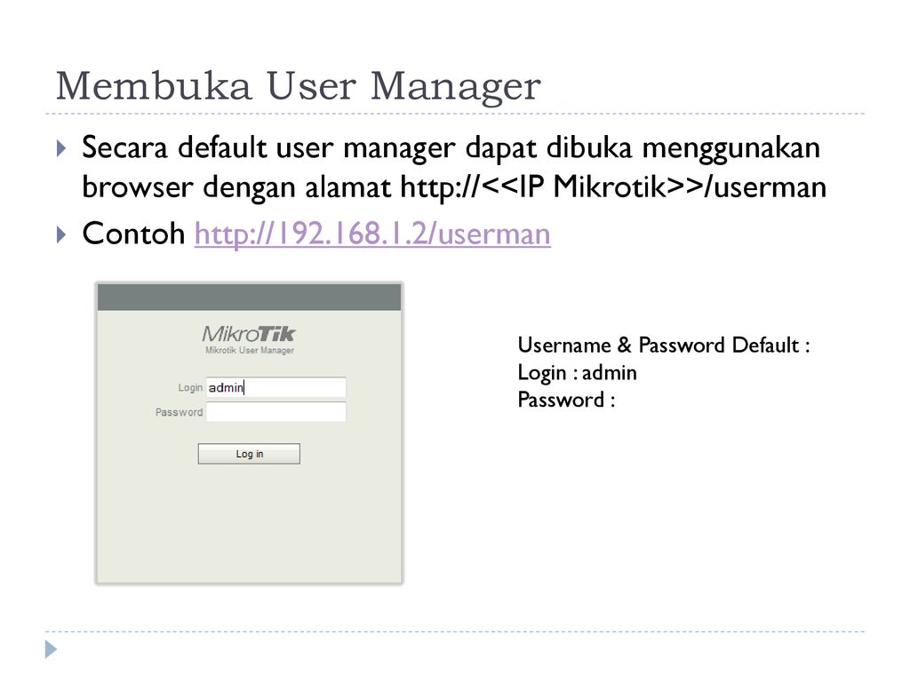 Default user password